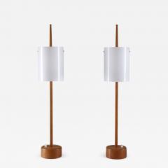  Luxus Swedish Midcentury Table Lamps in Acrylic and Oak by Luxus 1960s - 836228