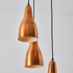  Lyfa 1950s Bent Karlby 3 Shade Chandelier in Copper for Lyfa - 3425863