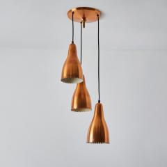  Lyfa 1950s Bent Karlby 3 Shade Chandelier in Copper for Lyfa - 3425864