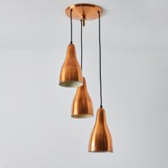  Lyfa 1950s Bent Karlby 3 Shade Chandelier in Copper for Lyfa - 3425868