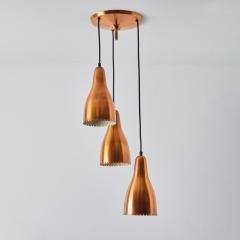  Lyfa 1950s Bent Karlby 3 Shade Chandelier in Copper for Lyfa - 3425873