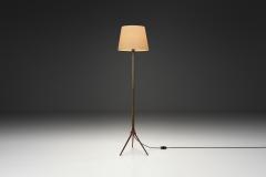  Lyfa Brass and Wood Floor Lamp with Tripod Base by Lyfa Denmark ca 1960s - 4543491