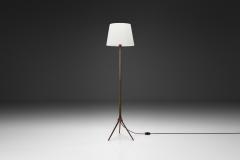  Lyfa Brass and Wood Floor Lamp with Tripod Base by Lyfa Denmark ca 1960s - 4543492