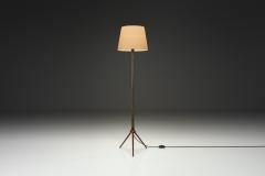  Lyfa Brass and Wood Floor Lamp with Tripod Base by Lyfa Denmark ca 1960s - 4562056