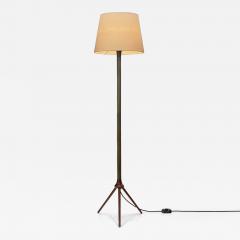  Lyfa Brass and Wood Floor Lamp with Tripod Base by Lyfa Denmark ca 1960s - 4562143