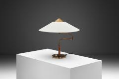  Lyfa Brass and Wood Table Lamp with Rotating Arm for Lyfa Denmark 1950s - 4431115