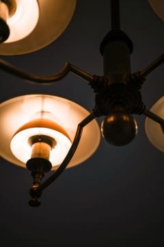  Lyfa Ceiling Lamp in Brass and Glass by Lyfa 1930s - 4549702