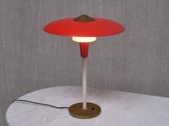  Lyfa Lyfa Red Table Desk Lamp in Brass and Metal Denmark Late 1950s - 3784147