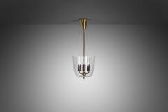  Lyfa Model P165 Brass and Glass Ceiling Lamp by LYFA Denmark 1940s - 4136092