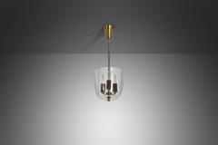  Lyfa Model P165 Brass and Glass Ceiling Lamp by LYFA Denmark 1940s - 4136096