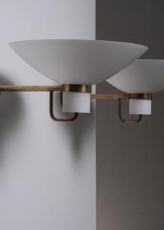  Lyfa Pair of Lyfa brass and opaline glass wall lamps - 2006260