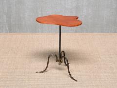  Lysberg Hansen Therp Sculptural Lysberg Hansen Therp Brass Side Table Leather Top Denmark 1940s - 4699880