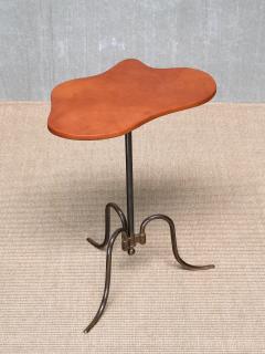  Lysberg Hansen Therp Sculptural Lysberg Hansen Therp Brass Side Table Leather Top Denmark 1940s - 4699881