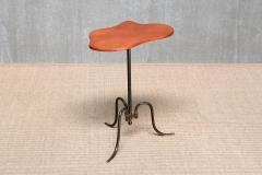  Lysberg Hansen Therp Sculptural Lysberg Hansen Therp Brass Side Table Leather Top Denmark 1940s - 4699883