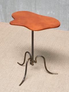  Lysberg Hansen Therp Sculptural Lysberg Hansen Therp Brass Side Table Leather Top Denmark 1940s - 4699889