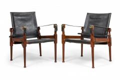  M Hayat Bros Hayat Brothers Pakistani Roorkee Safari Black Leather Sling Campaign Chairs - 2789239