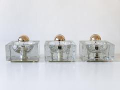  M ller Zimmer Leuchten Set of Three Hand Blown Ice Glass Cube Sconces by M ller Zimmer Germany 1970s - 3923533