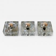  M ller Zimmer Leuchten Set of Three Hand Blown Ice Glass Cube Sconces by M ller Zimmer Germany 1970s - 3925712