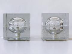  M ller Zimmer Leuchten Set of Two Hand Blown Ice Glass Cube Table Lamps by M ller Zimmer Germany - 3886334