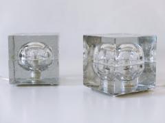  M ller Zimmer Leuchten Set of Two Hand Blown Ice Glass Cube Table Lamps by M ller Zimmer Germany - 3886336