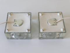  M ller Zimmer Leuchten Set of Two Hand Blown Ice Glass Cube Table Lamps by M ller Zimmer Germany - 3886342