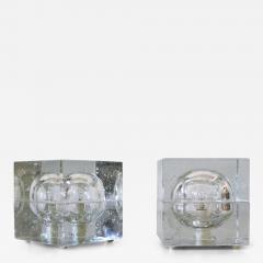  M ller Zimmer Leuchten Set of Two Hand Blown Ice Glass Cube Table Lamps by M ller Zimmer Germany - 3890382