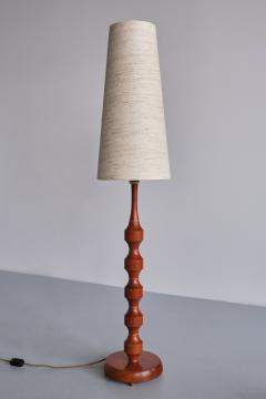  M llers Armatur Elektriska M llers Armatur Eskilstuna Floor Table Lamp in Teak Brass Silk Sweden 1950s - 3481048
