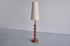  M llers Armatur Elektriska M llers Armatur Eskilstuna Floor Table Lamp in Teak Brass Silk Sweden 1950s - 3481050