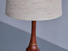  M llers Armatur Elektriska M llers Armatur Eskilstuna Floor Table Lamp in Teak Brass Silk Sweden 1950s - 3481055