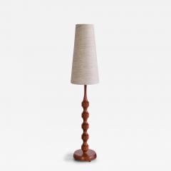  M llers Armatur Elektriska M llers Armatur Eskilstuna Floor Table Lamp in Teak Brass Silk Sweden 1950s - 3482135