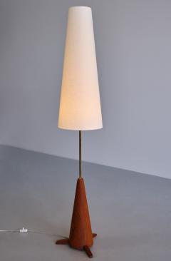  M llers Armatur Elektriska M llers Armaturfabrik Eskiltuna Floor Lamp in Teak and Brass Sweden 1950s - 3355720