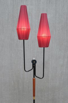  M llers Armatur Elektriska Swedish Modern M llers Armaturer Two Arm Floor Lamp in Metal Brass Teak 1950s - 4259280