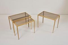  M nchner Werkst tten Set of Three Brass and Glass Nesting Tables by M nchner Werkst tten - 935225