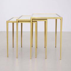  M nchner Werkst tten Set of Three M nchner Werkst tten Brass and Mirror Glass Nesting Tables - 552238