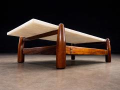  M veis Cimo Architectural Brazilian Coffee Table in Rosewood and Marble Cimo Lot 693A - 4511766