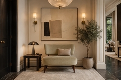  M veis Cimo Brazilian Modern Loveseat in Imbuia Wood and Sage Mohair Cimo Brazil - 4694127