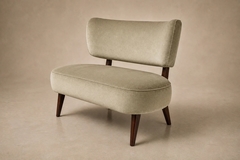  M veis Cimo Brazilian Modern Loveseat in Imbuia Wood and Sage Mohair Cimo Brazil - 4694131