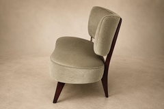  M veis Cimo Brazilian Modern Loveseat in Imbuia Wood and Sage Mohair Cimo Brazil - 4694133
