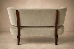  M veis Cimo Brazilian Modern Loveseat in Imbuia Wood and Sage Mohair Cimo Brazil - 4694134