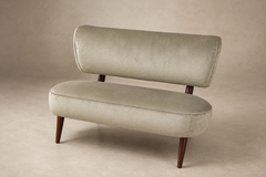  M veis Cimo Brazilian Modern Loveseat in Imbuia Wood and Sage Mohair Cimo Brazil - 4694135