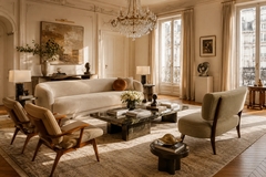  M veis Cimo Brazilian Modern Loveseat in Imbuia Wood and Sage Mohair Cimo Brazil - 4694136