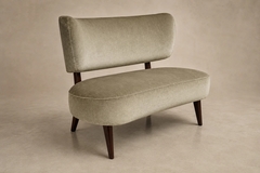  M veis Cimo Brazilian Modern Loveseat in Imbuia Wood and Sage Mohair Cimo Brazil - 4694137