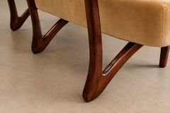  M veis Cimo Brazilian Modern Sofa in Imbuia Wood and Champagne Camel Mohair Cimo Brazil - 4722682