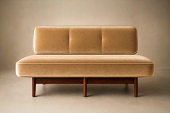  M veis Cimo Brazilian Modern Sofa in Imbuia Wood and Champagne Camel Mohair Cimo Brazil - 4722683