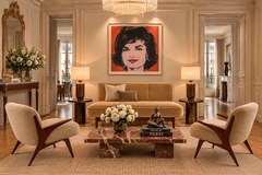  M veis Cimo Brazilian Modern Sofa in Imbuia Wood and Champagne Camel Mohair Cimo Brazil - 4722684