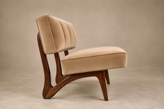  M veis Cimo Brazilian Modern Sofa in Imbuia Wood and Champagne Camel Mohair Cimo Brazil - 4722685