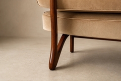  M veis Cimo Brazilian Modern Sofa in Imbuia Wood and Champagne Camel Mohair Cimo Brazil - 4722688