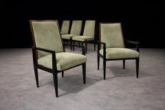  M veis Cimo Cimo Brazil 1950s Set of 8 Dining Chairs in Hardwood with Dusty Olive Mohair - 4525312