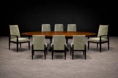  M veis Cimo Cimo Brazil 1950s Set of 8 Dining Chairs in Hardwood with Dusty Olive Mohair - 4525313