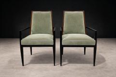  M veis Cimo Cimo Brazil 1950s Set of 8 Dining Chairs in Hardwood with Dusty Olive Mohair - 4525314